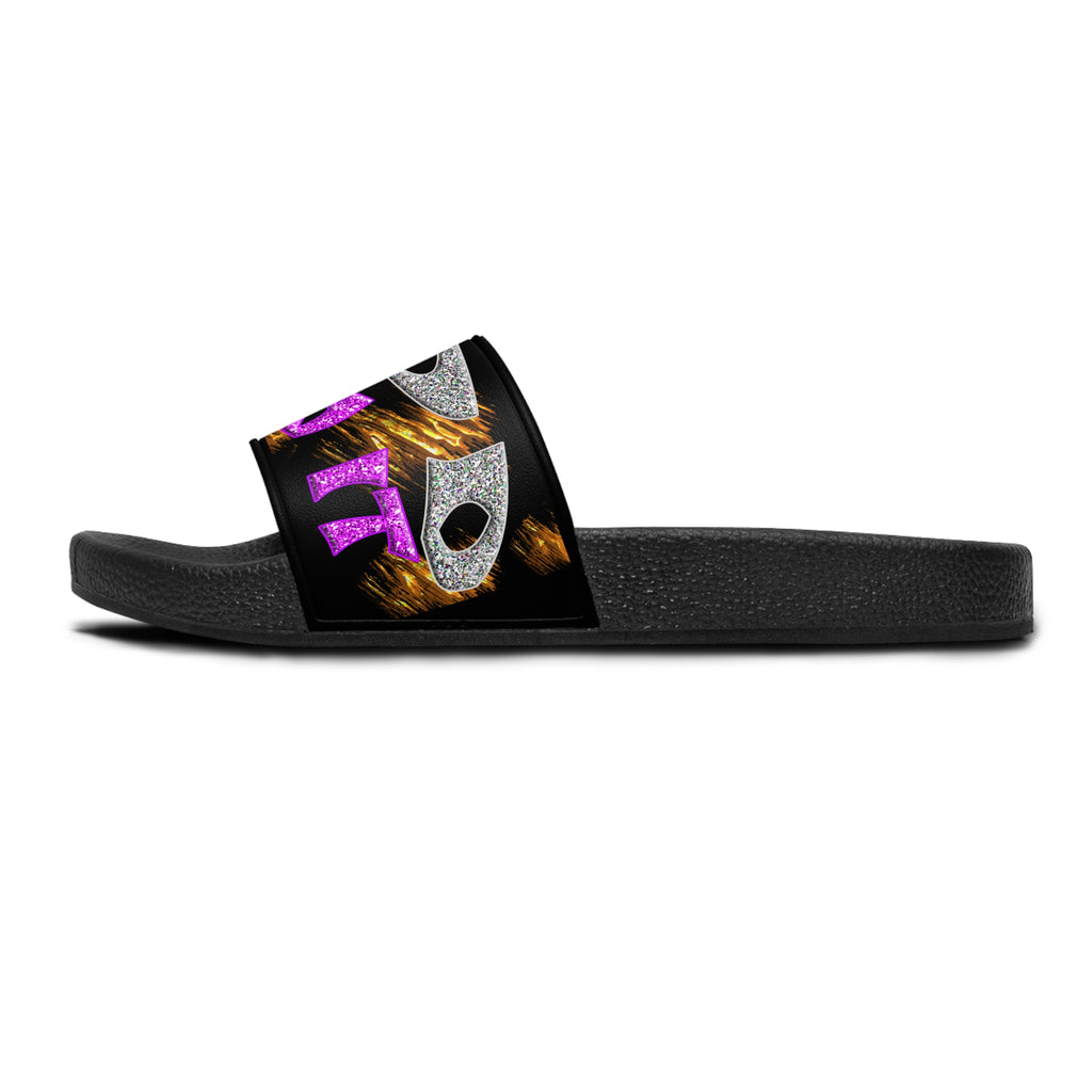 God said it - PERIODT! (Women's Slide Sandals) Turquoise - Silver & Magenta