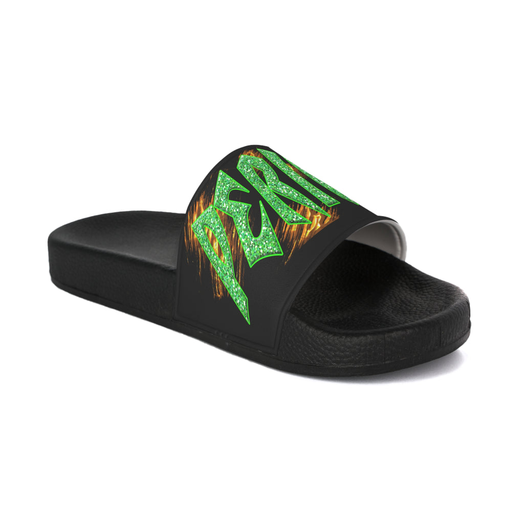 God Said It PERIODT!  (Men's Slide Sandals) Green & Silver