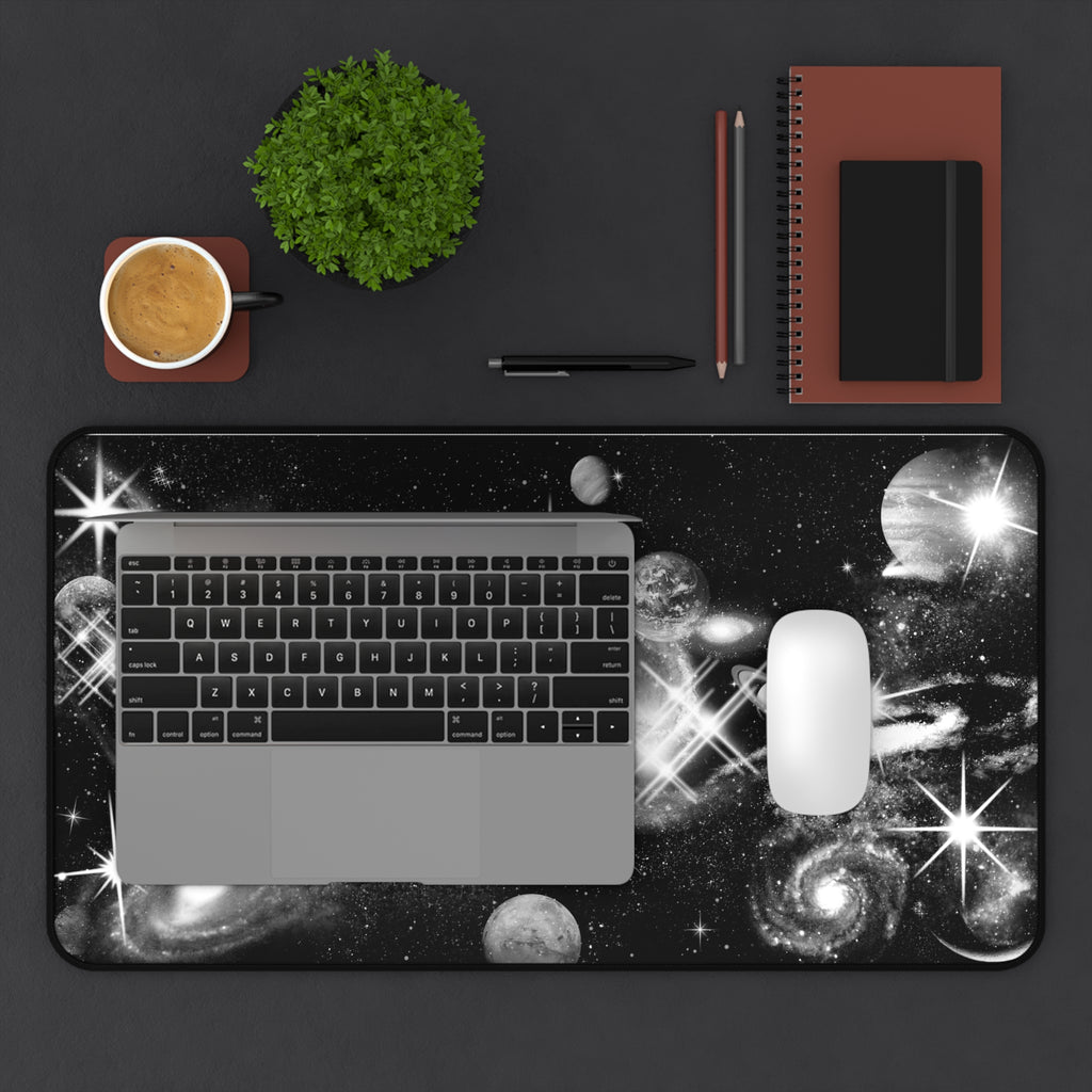 Black & White Space -  Desk Mat for Gamers & Creatives - Cosmic Space Design
