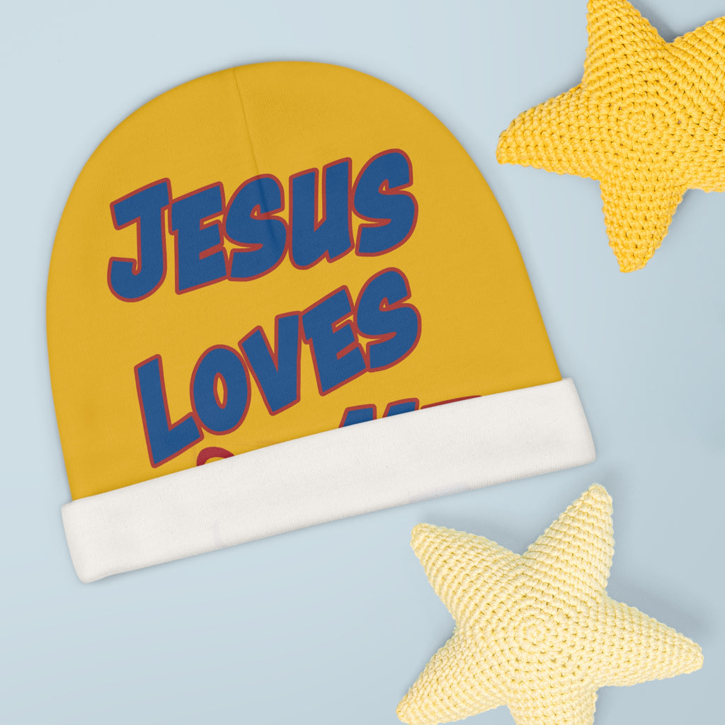 Jesus Loves Me w/Heart - Baby Beanie (AOP)