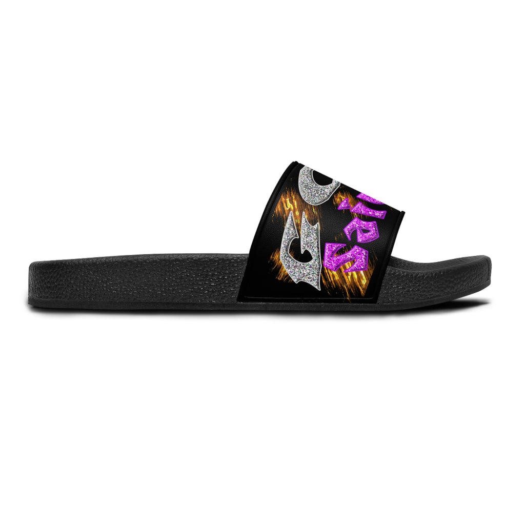 God said it - PERIODT! (Women's Slide Sandals) Turquoise - Silver & Magenta