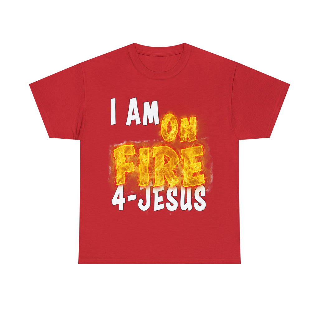 I AM ON FIRE 4-JESUS - ARE YOU HOT OR COLD 4-JESUS (Unisex Heavy Cotton Tee) PRICES VARY UPON COLOR AND SIZE