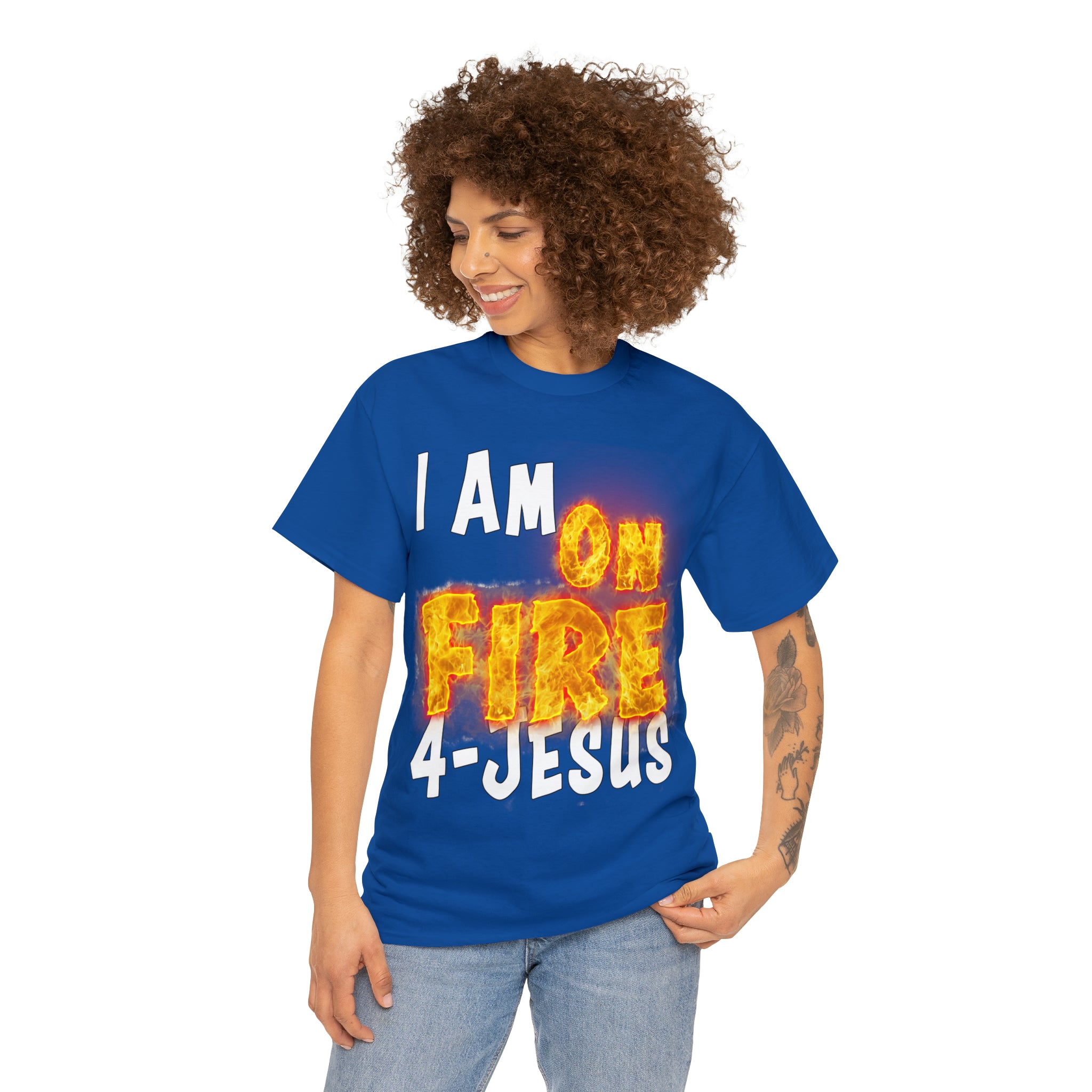 I AM ON FIRE 4-JESUS - ARE YOU HOT OR COLD 4-JESUS (Unisex Heavy Cotton Tee) PRICES VARY UPON COLOR AND SIZE