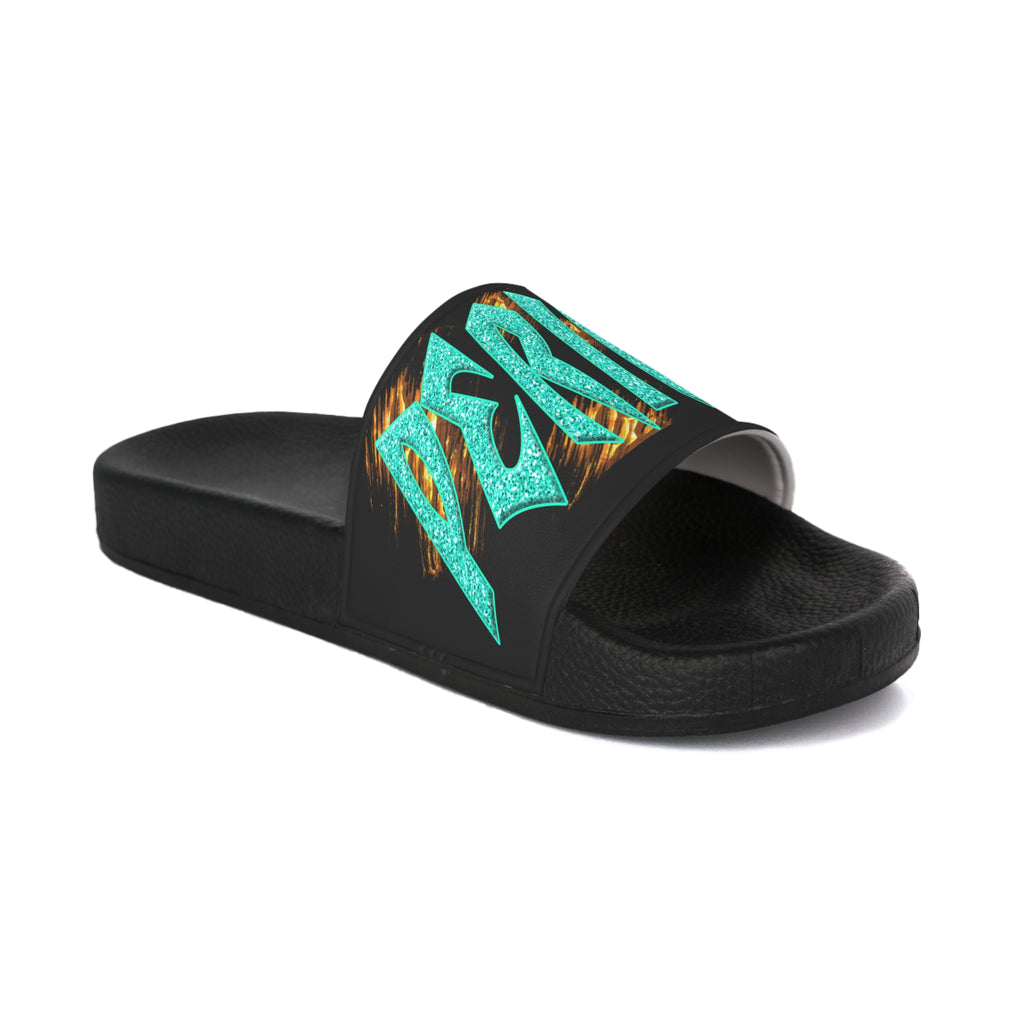 God said it - Periodt! (Men's Slide Sandals) Turquoise - Silver & Magenta