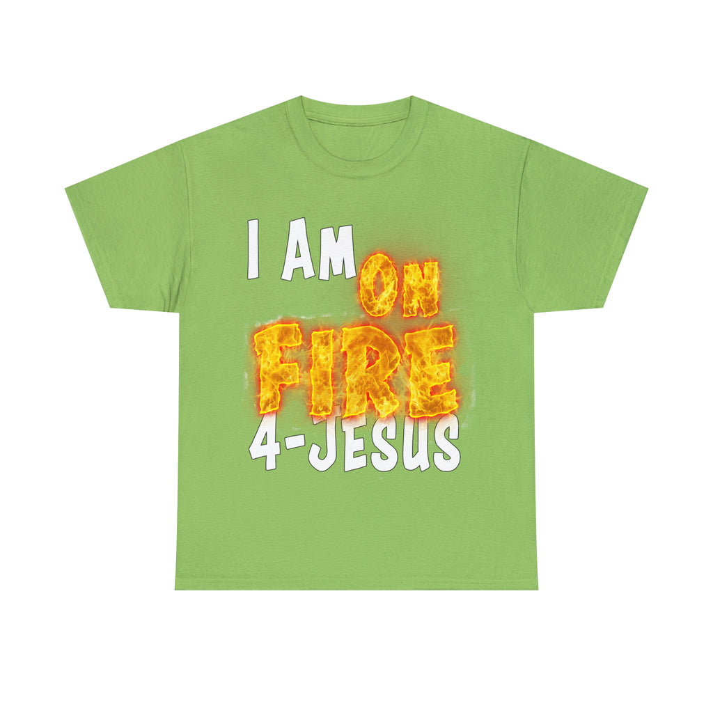 I AM ON FIRE 4-JESUS - ARE YOU HOT OR COLD 4-JESUS (Unisex Heavy Cotton Tee) PRICES VARY UPON COLOR AND SIZE