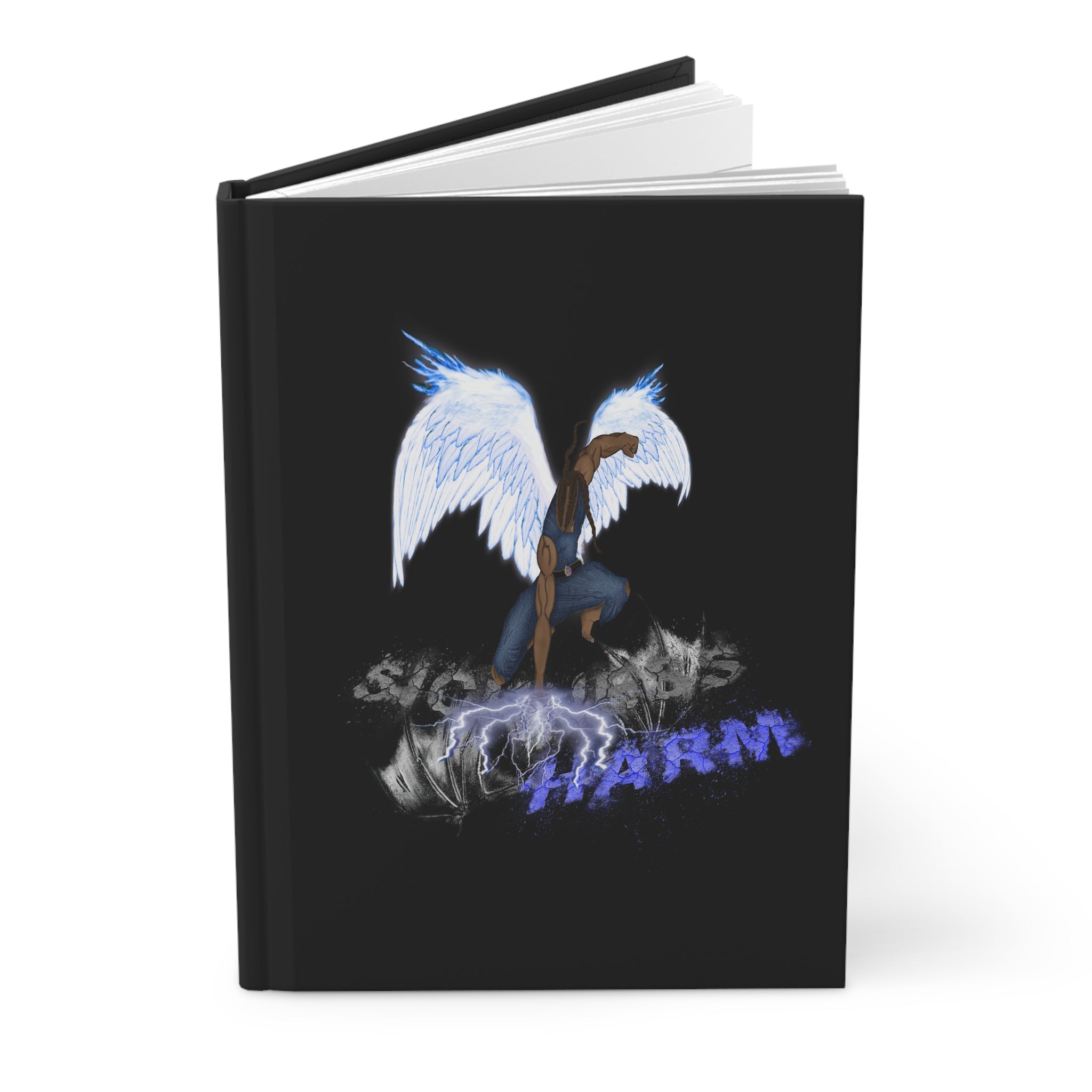 Light vs Darkness Blue Fire Angel Psalm 91:11 - Hardcover Journal 150 Lined Ruled