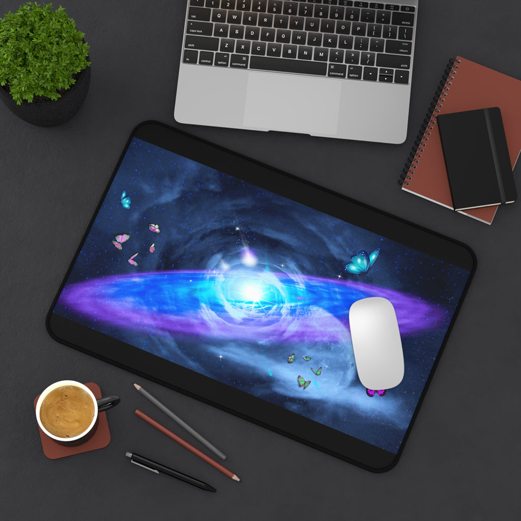 Celestial Desk Mat with Butterflies - Cosmic Office Decor