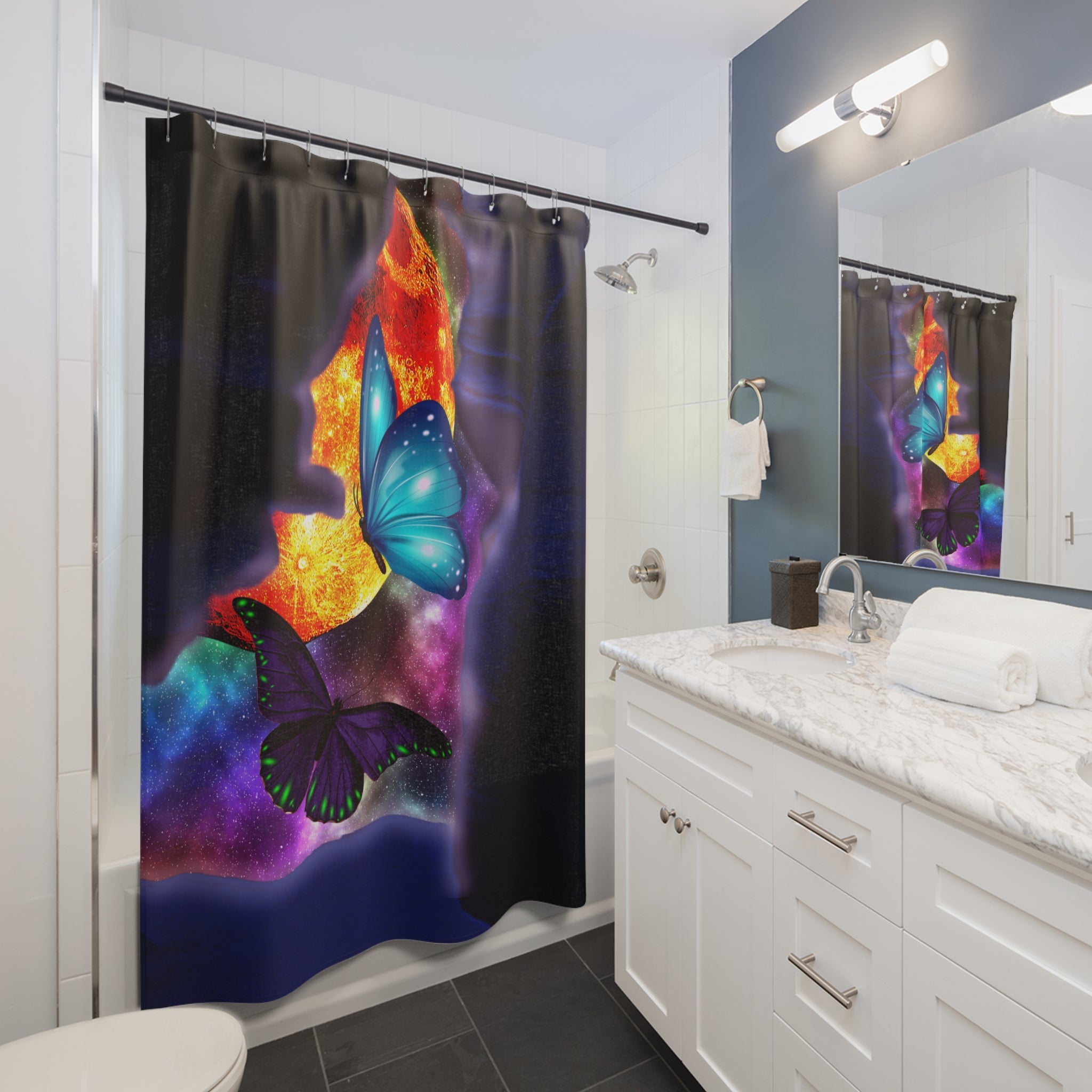 Space Butterflies - Shower Curtains