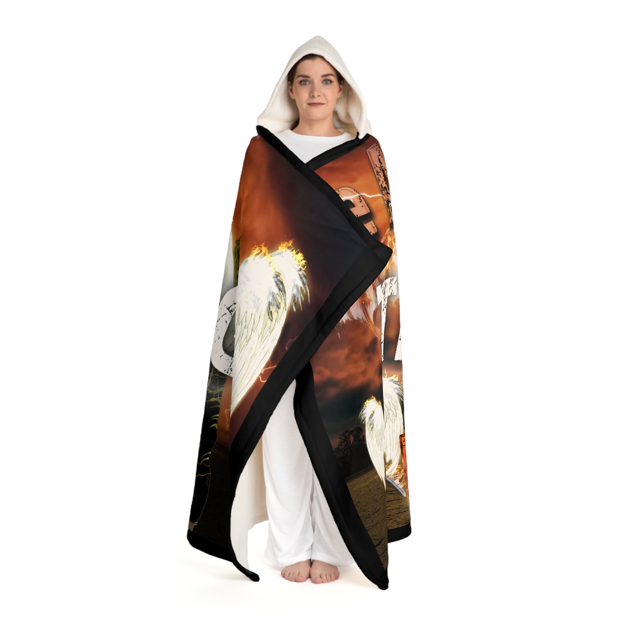 Warrior Angles in the Storm (Hooded Sherpa Fleece Blanket)