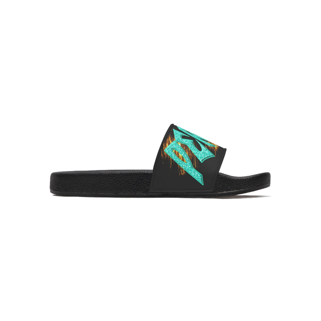 God said it - Periodt! (Men's Slide Sandals) Turquoise - Silver & Magenta