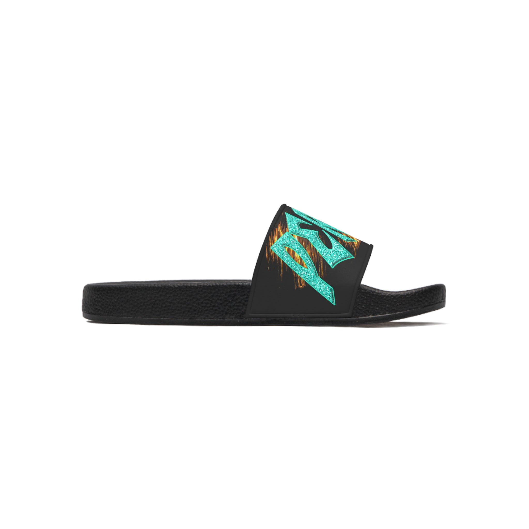 God said it - Periodt! (Men's Slide Sandals) Turquoise - Silver & Magenta