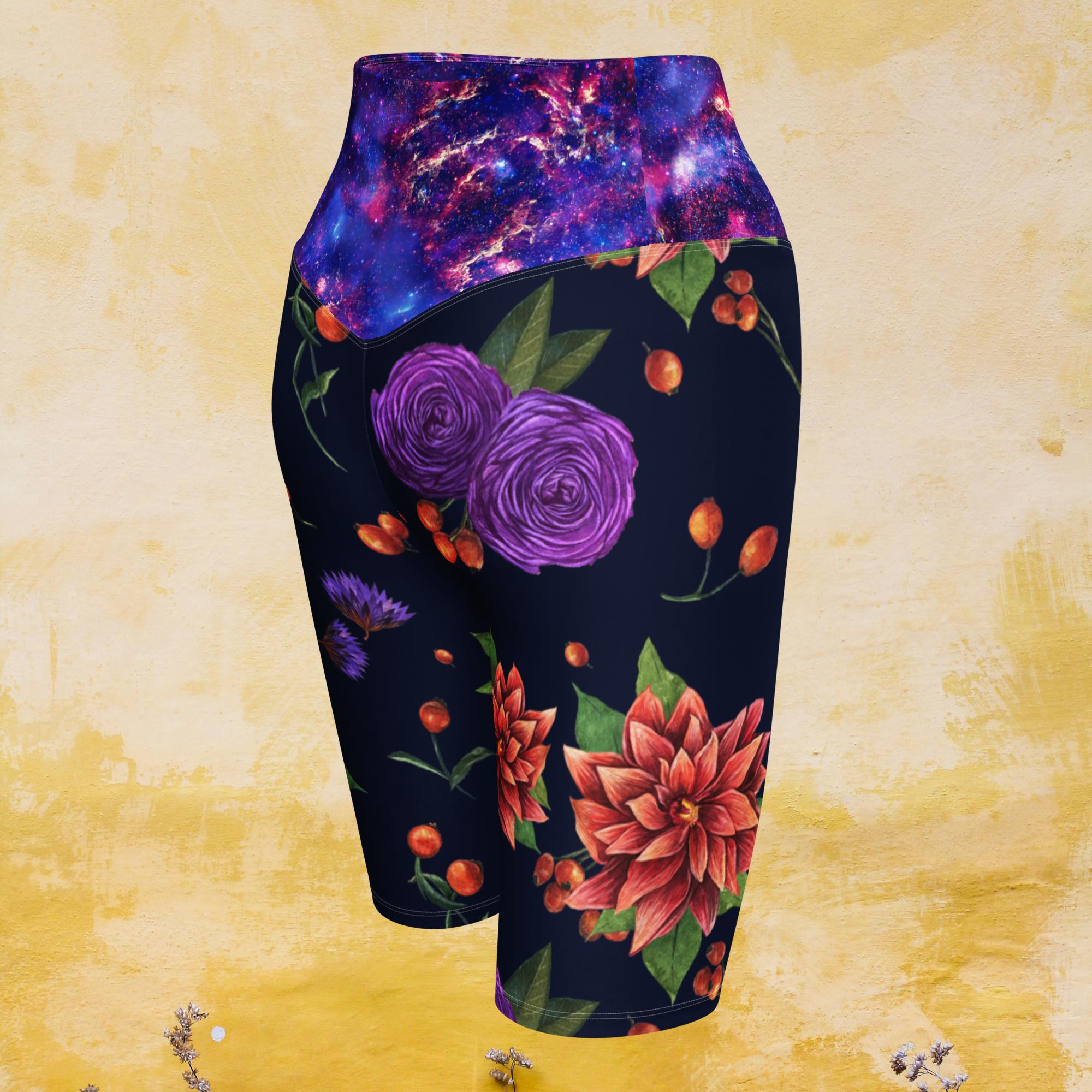 Rose & Space Black - Biker Shorts – Words of the Heart Designs