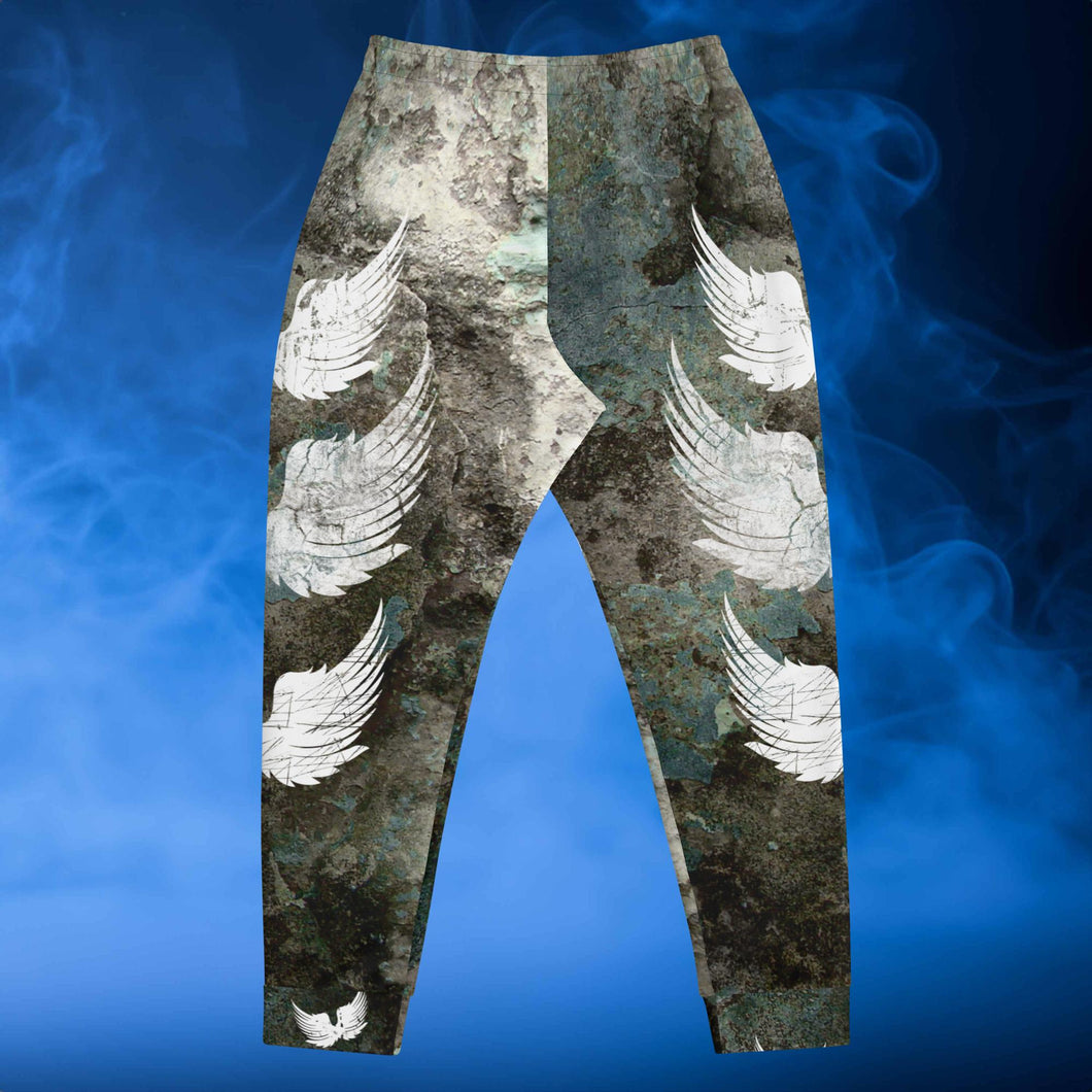 White Wings & Green Grunge Background - Men's Joggers