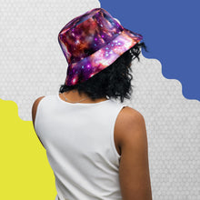 Load image into Gallery viewer, Turquoise &amp; Magenta Space - Reversible bucket hat
