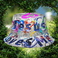 Load image into Gallery viewer, Jesus Loves Me - Reversible bucket hat
