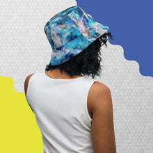 Load image into Gallery viewer, Turquoise &amp; Magenta Space - Reversible bucket hat
