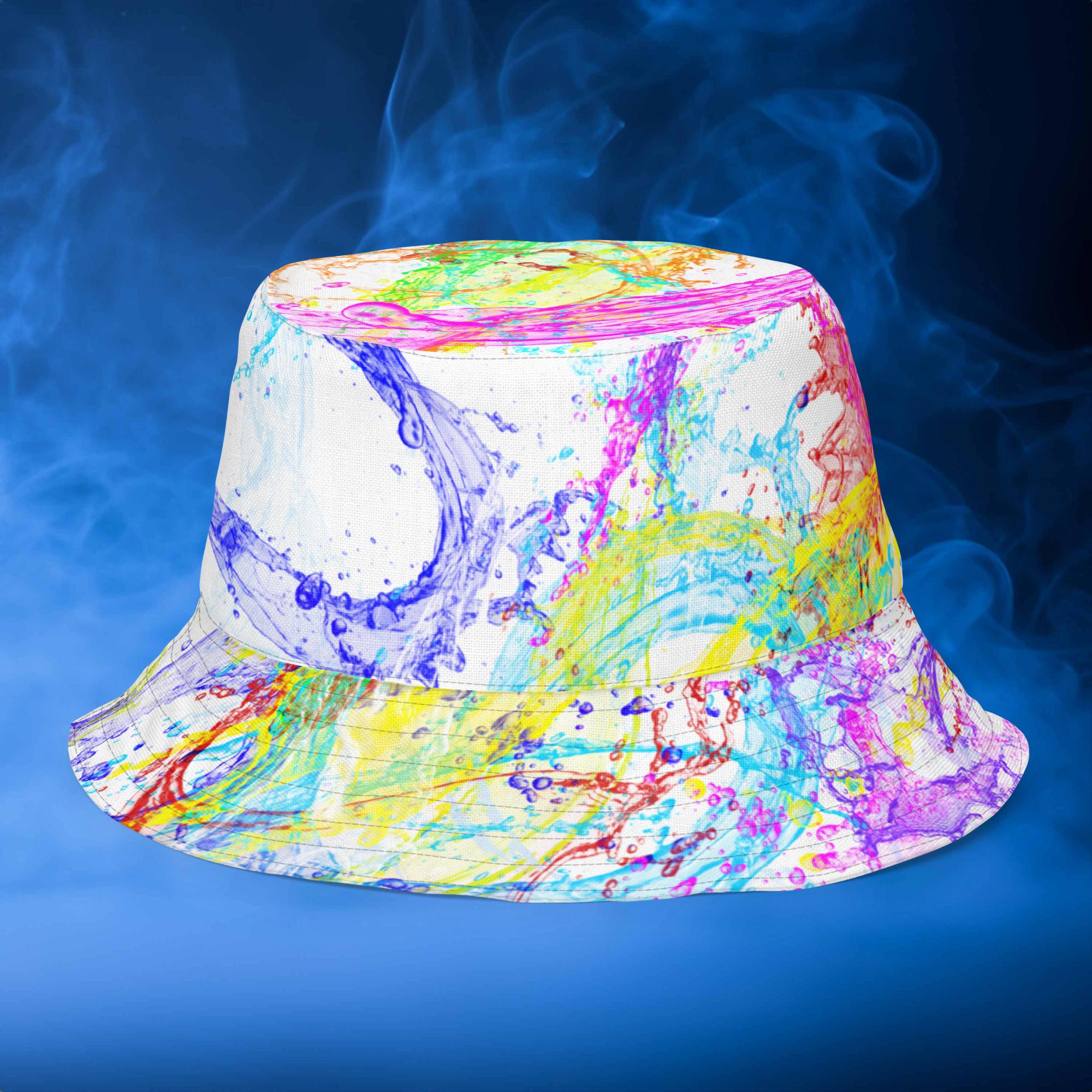 Water Splashes & Hearts White - Reversible bucket hat