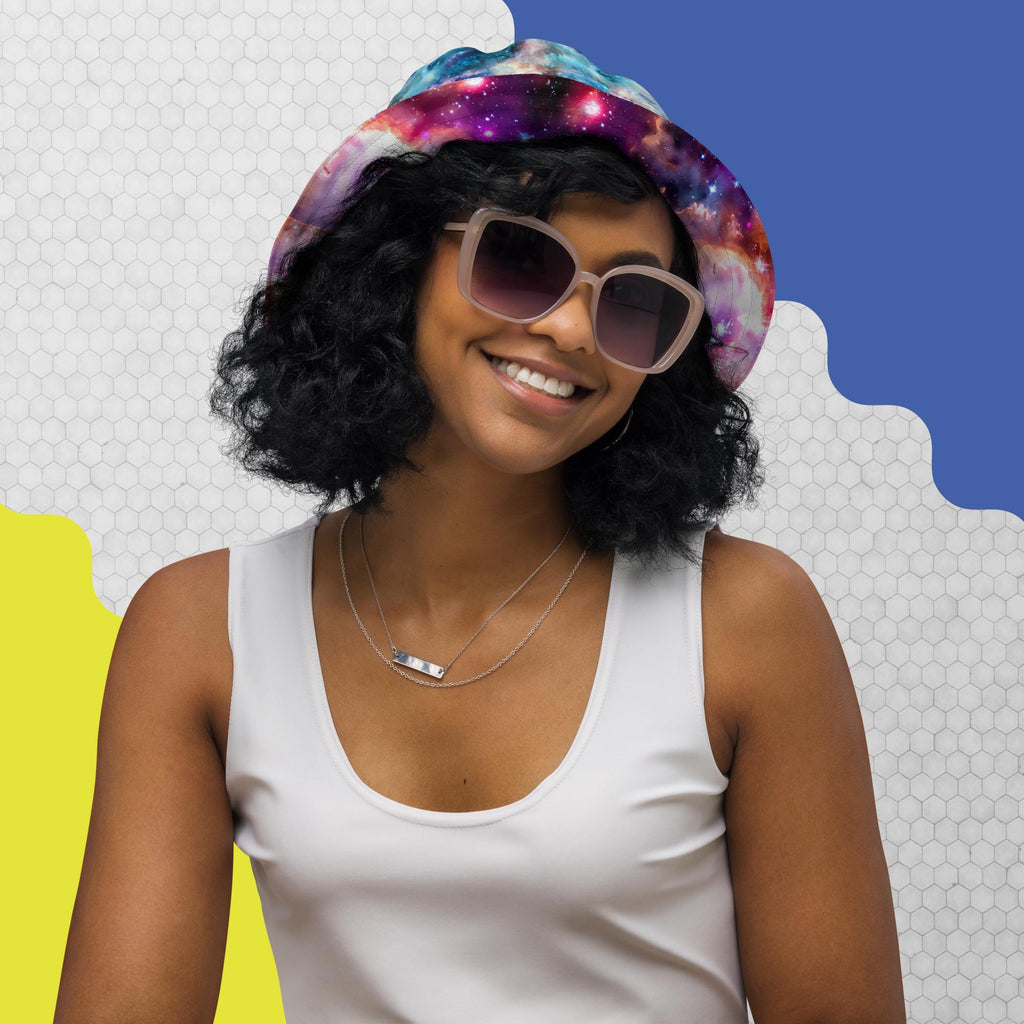 Turquoise & Magenta Space - Reversible bucket hat
