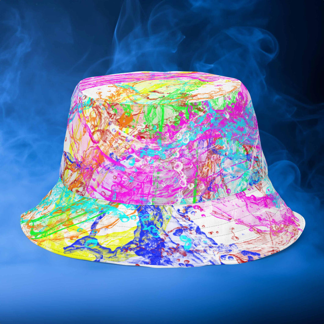 Water Splashes & Hearts White - Reversible bucket hat