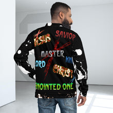 Load image into Gallery viewer, Jesus Christ Attributes Black - Unisex Bomber Jacket
