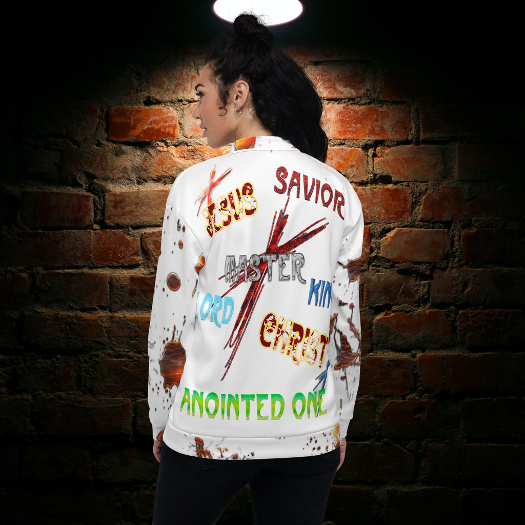 Jesus Anchor - White Unisex Bomber Jacket