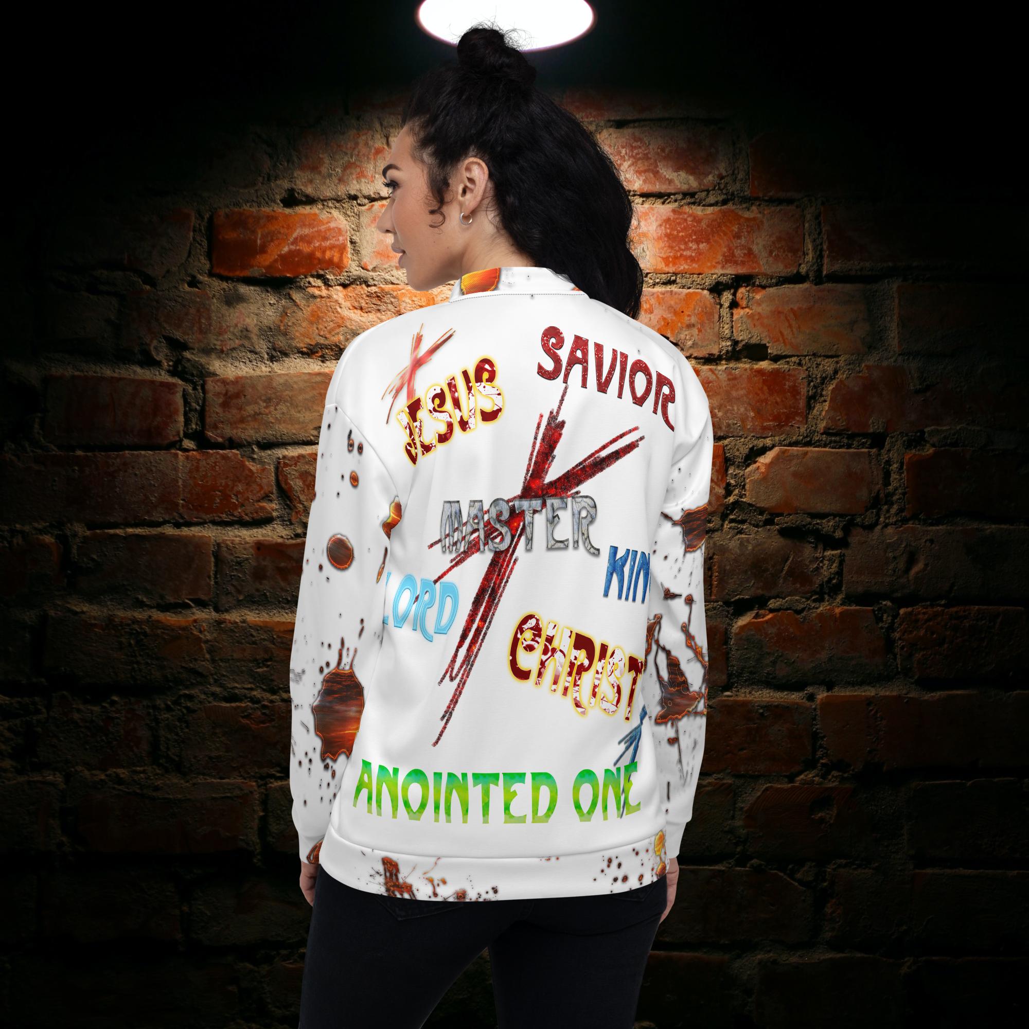 Jesus Anchor - White Unisex Bomber Jacket