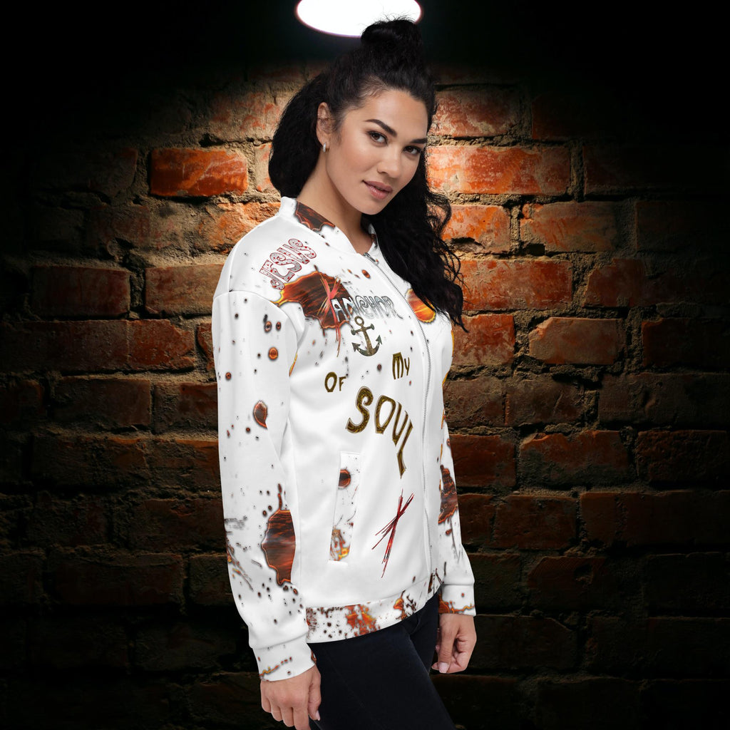 Jesus Anchor - White Unisex Bomber Jacket