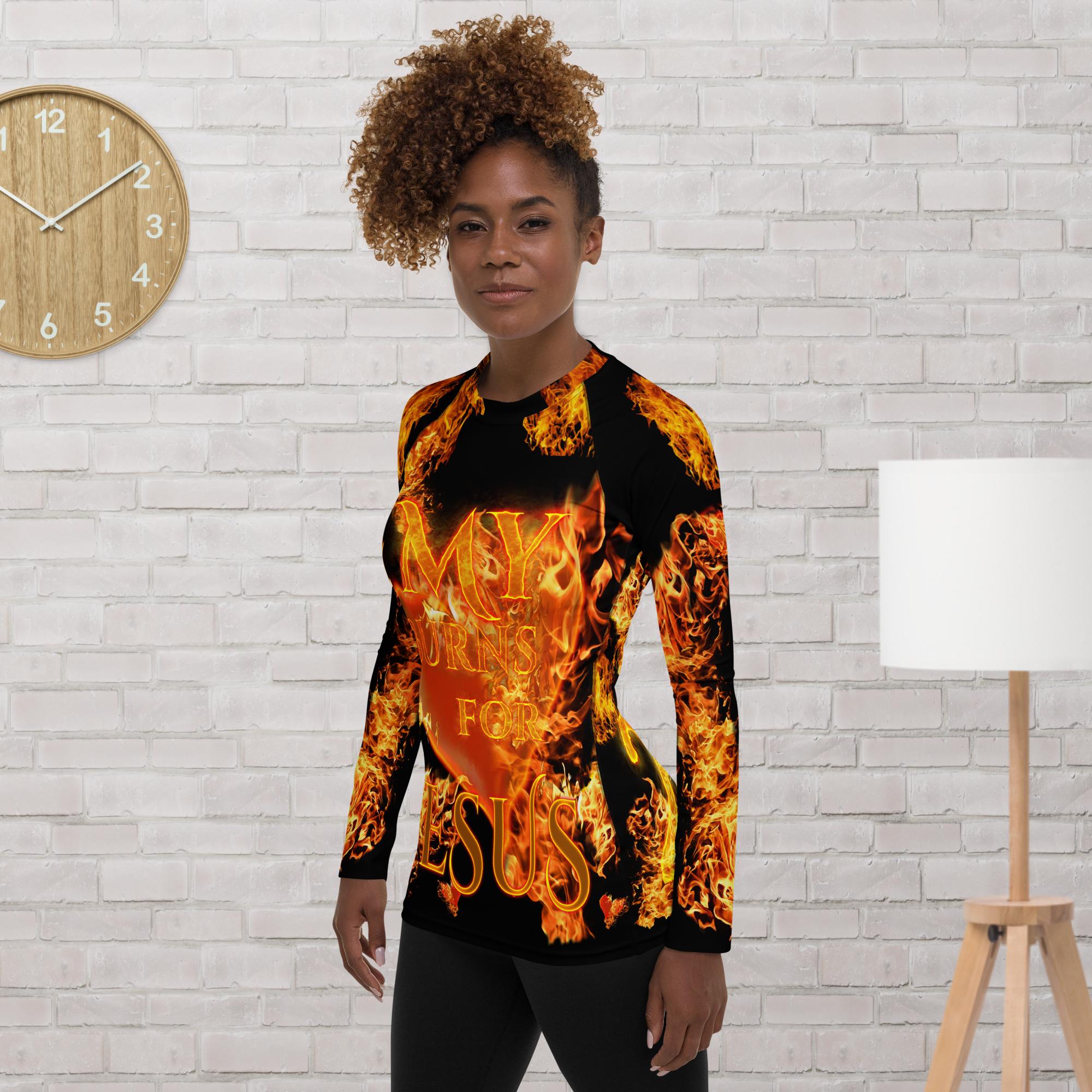 My Heart Burns For JESUS Jer. 20:9 - Women's Rash Guard
