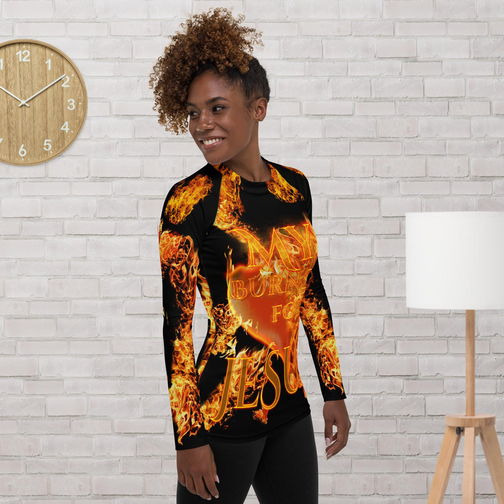 My Heart Burns For JESUS Jer. 20:9 - Women's Rash Guard