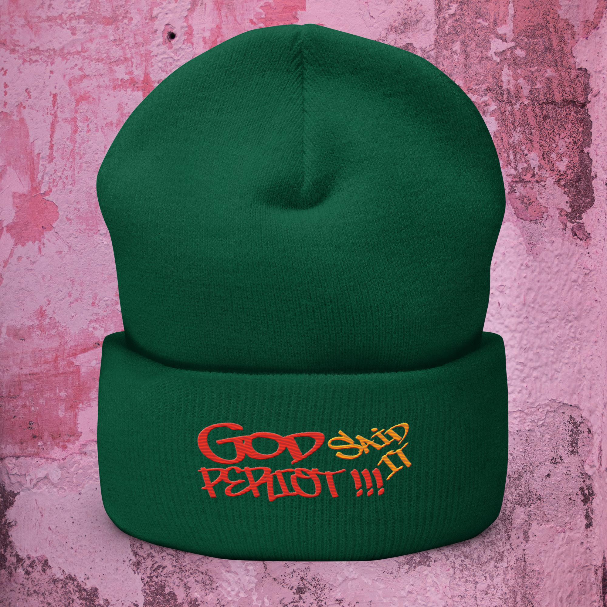God Said It PERIDOT!!! Red & Orange Ltrs - Cuffed Beanie