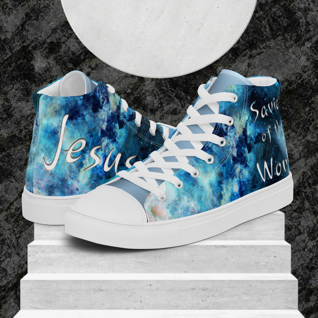 Jesus Savior of the World - Men’s high top canvas shoes