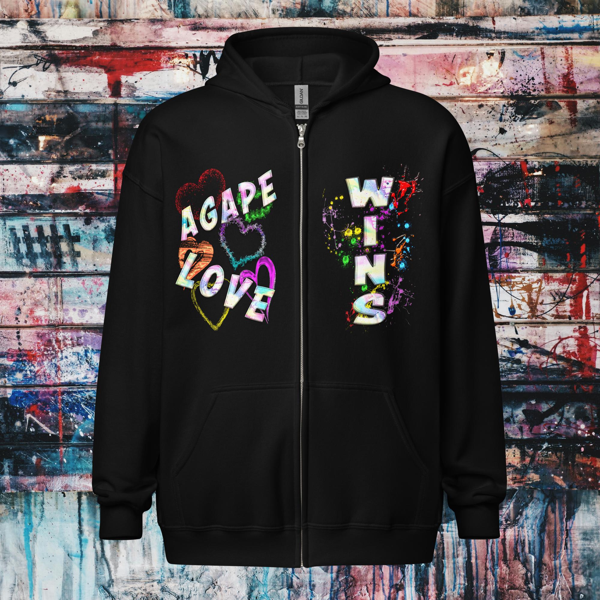Agape Love Wins Father Son & Holy Spirit - Unisex heavy blend zip hoodie (GILDAN 18600)
