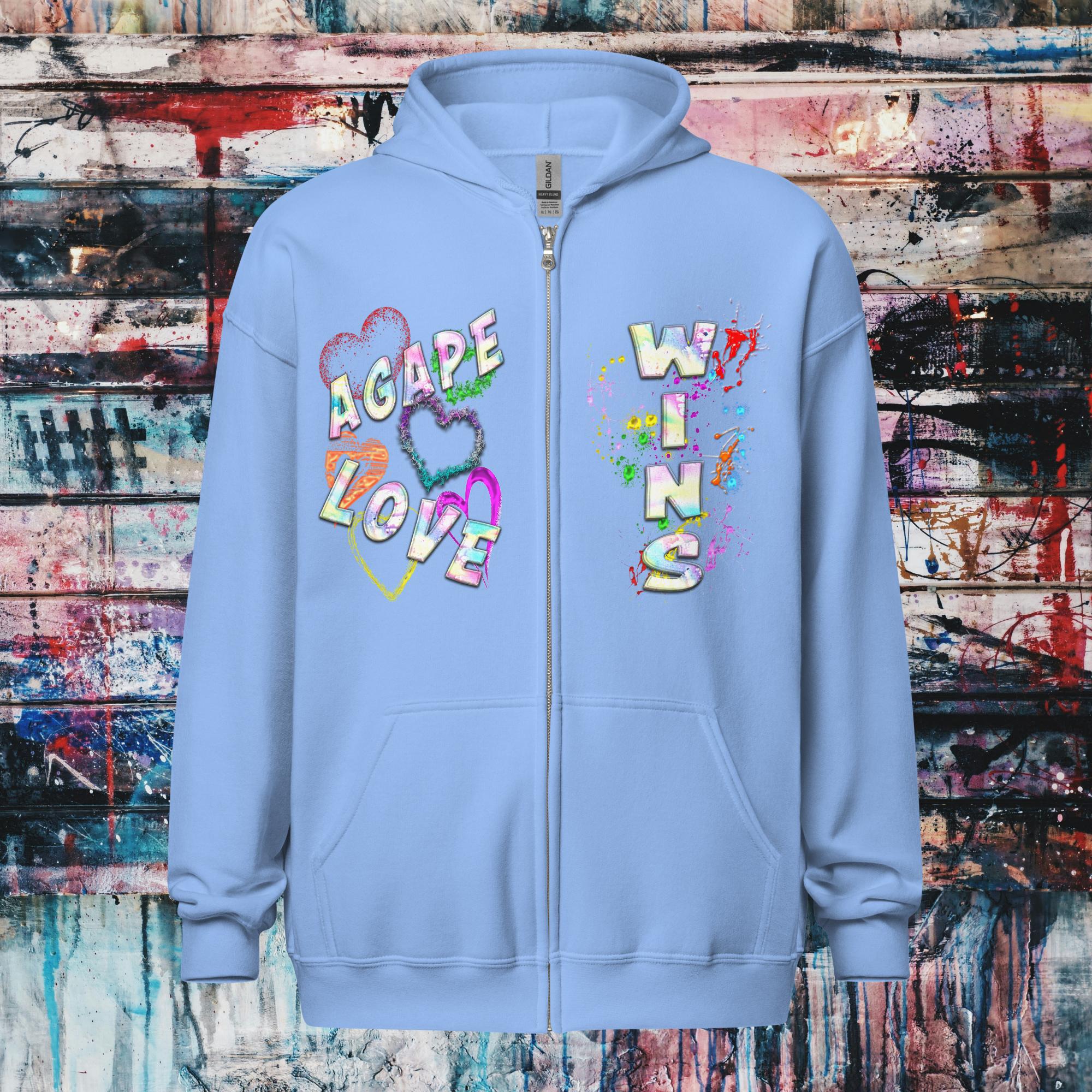 Agape Love Wins Father Son & Holy Spirit - Unisex heavy blend zip hoodie (GILDAN 18600)