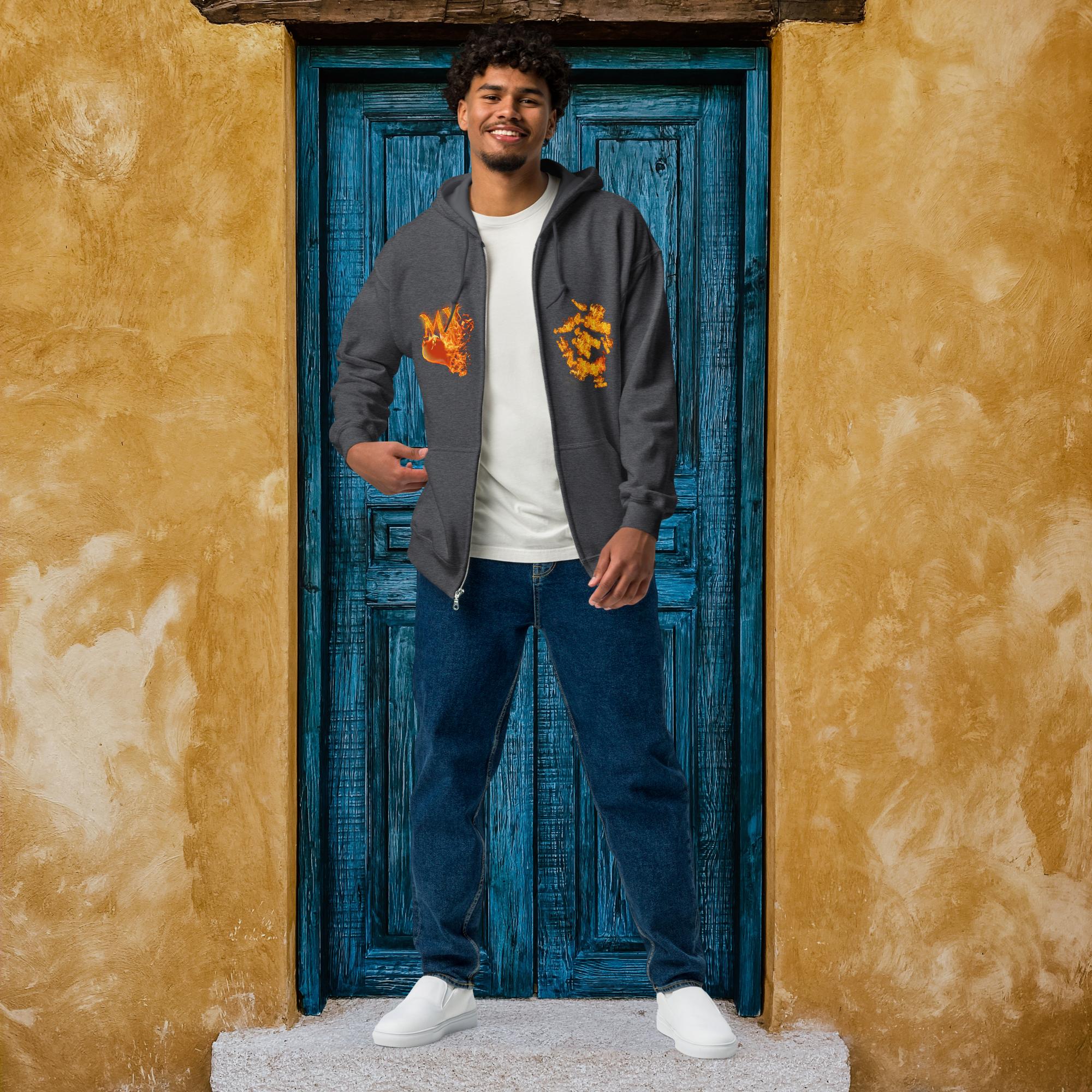 My Heart Burns 4-Jesus - Unisex heavy blend zip hoodie (GILDAN 18600