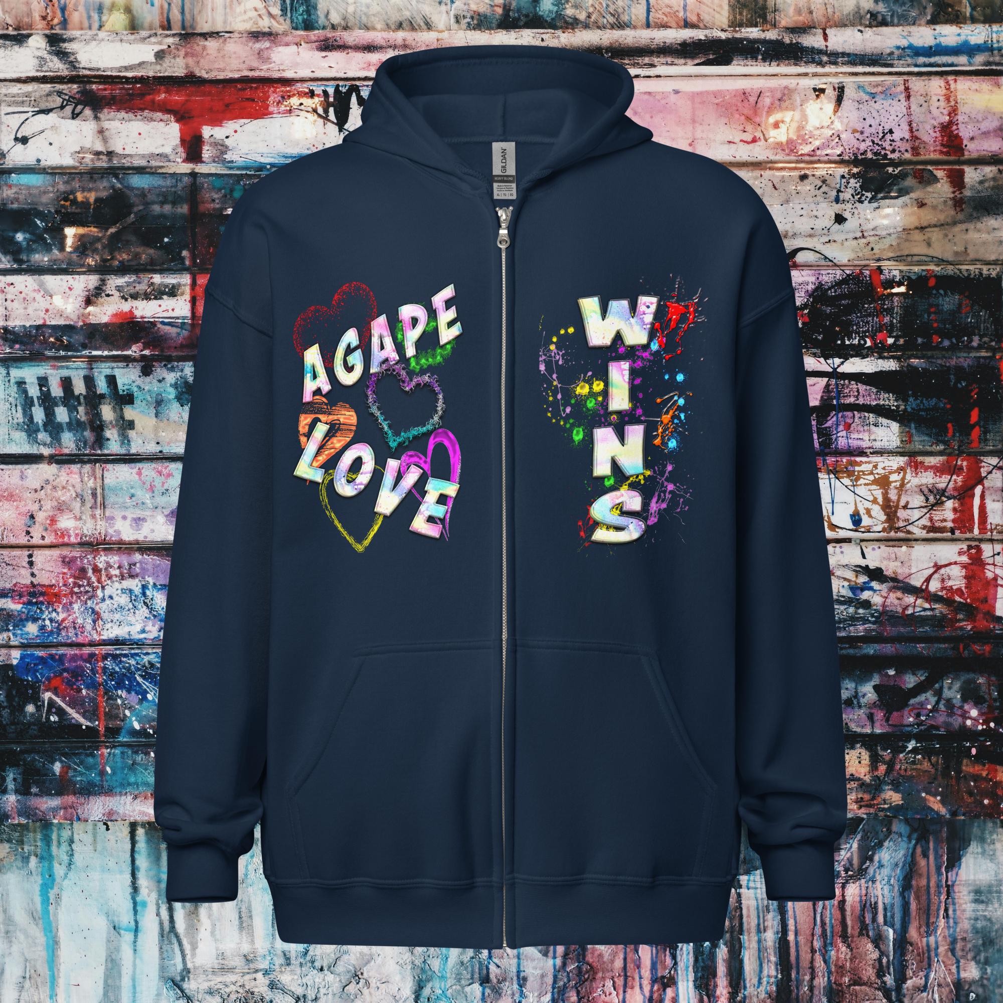 Agape Love Wins Father Son & Holy Spirit - Unisex heavy blend zip hoodie (GILDAN 18600)