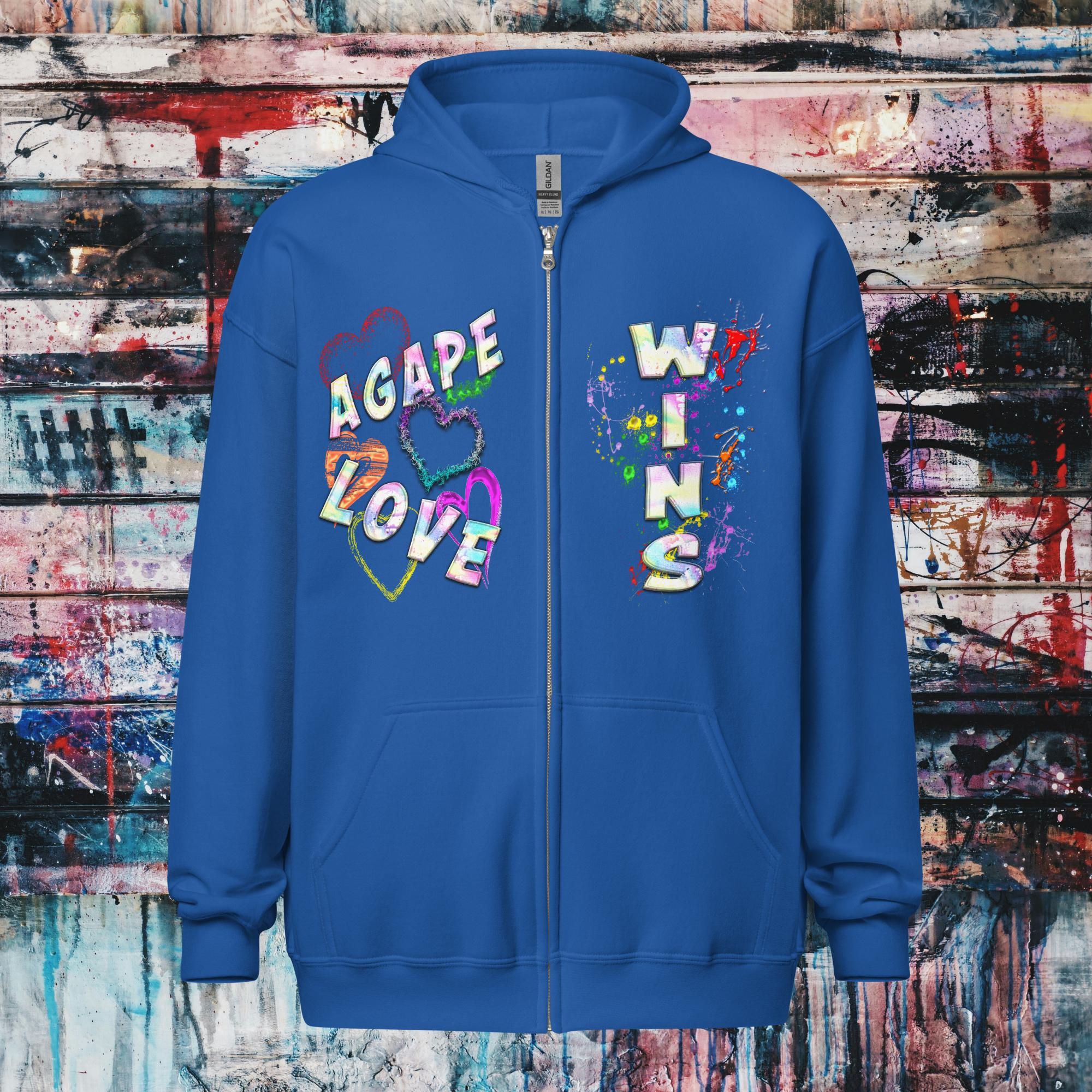 Agape Love Wins Father Son & Holy Spirit - Unisex heavy blend zip hoodie (GILDAN 18600)