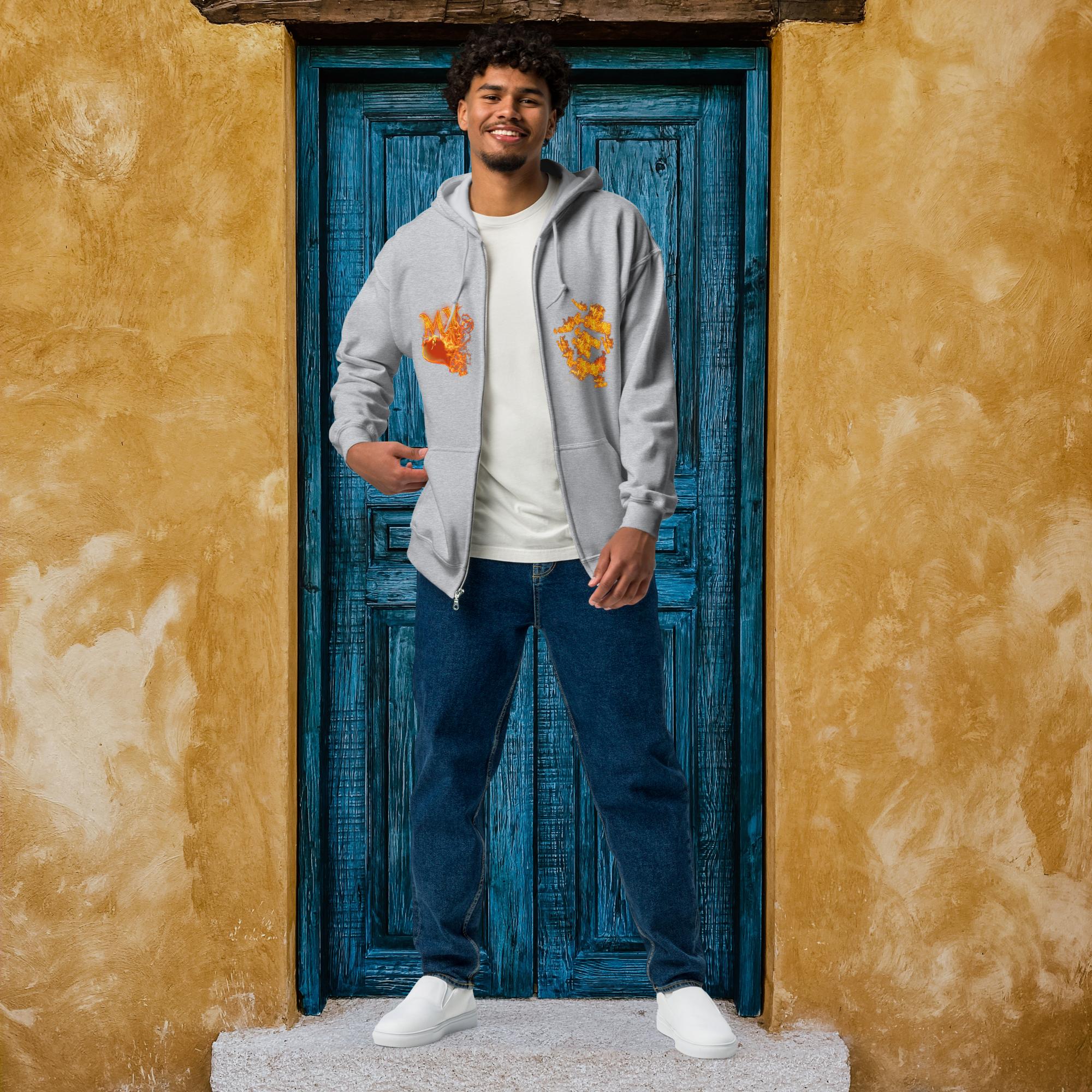 My Heart Burns 4-Jesus - Unisex heavy blend zip hoodie (GILDAN 18600