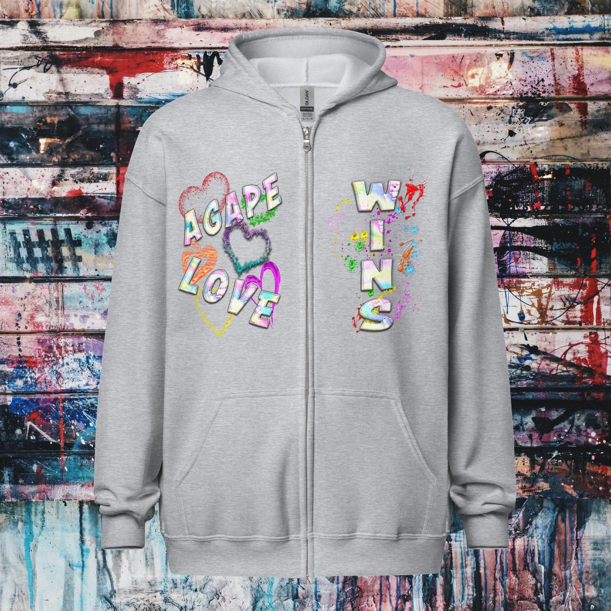 Agape Love Wins Father Son & Holy Spirit - Unisex heavy blend zip hoodie (GILDAN 18600)