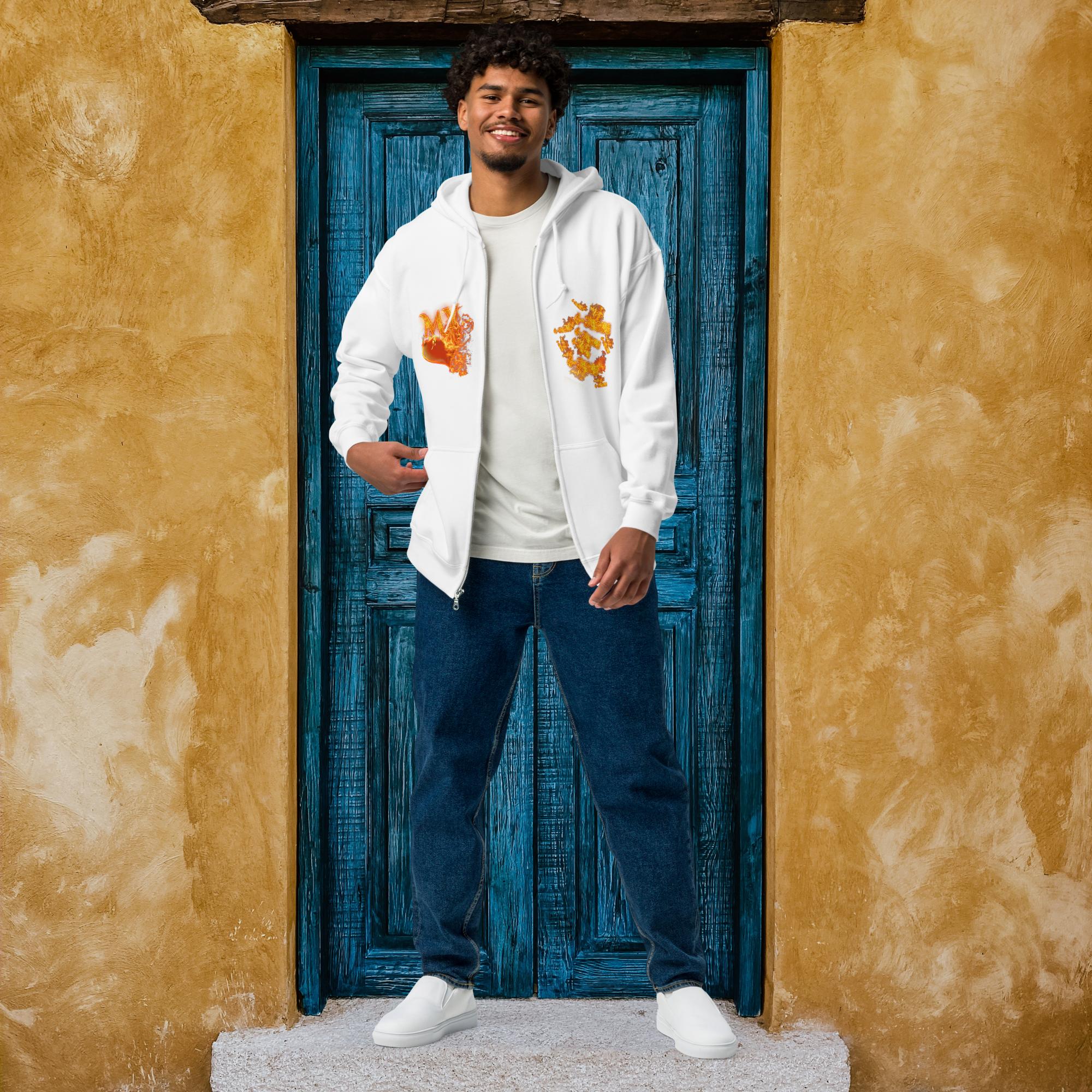 My Heart Burns 4-Jesus - Unisex heavy blend zip hoodie (GILDAN 18600