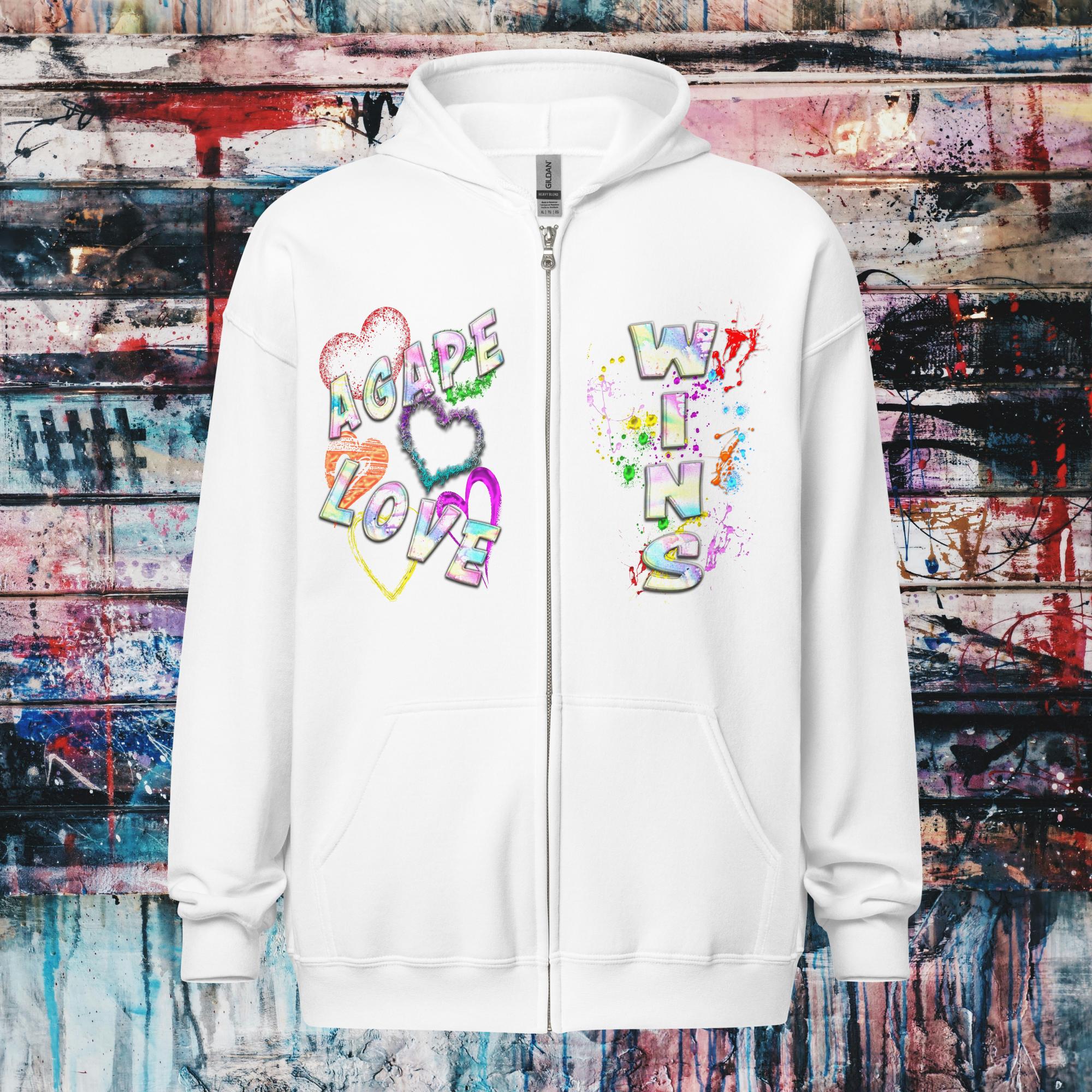 Agape Love Wins Father Son & Holy Spirit - Unisex heavy blend zip hoodie (GILDAN 18600)
