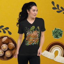 Load image into Gallery viewer, Jesus Bread of Life John 6:48 - Unisex Short Sleeve V-Neck T-Shirt
