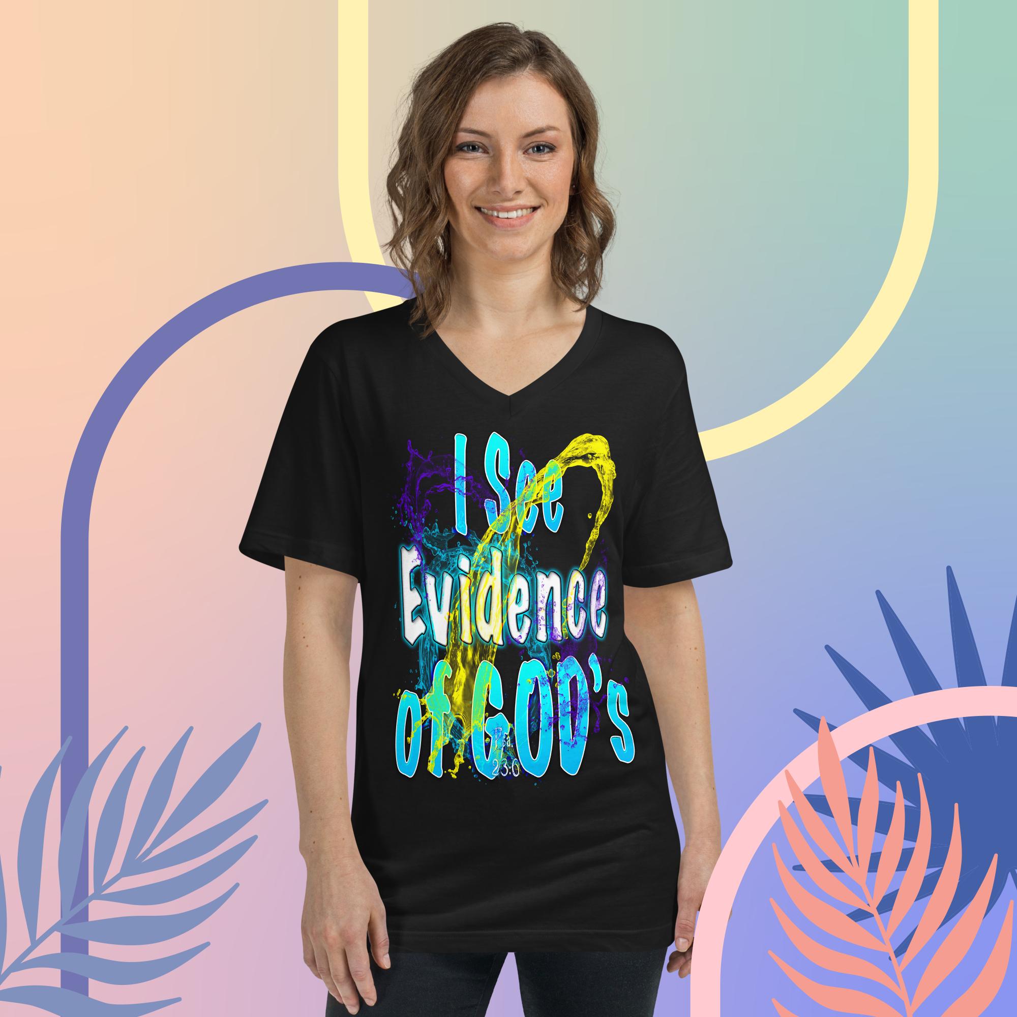 I See Evidence of God's Goodness Throughout My Life - Unisex Short Sleeve V-Neck T-Shirt
