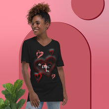 Load image into Gallery viewer, He Loves Me Heart &amp; Cross - Unisex Short Sleeve V-Neck T-Shirt
