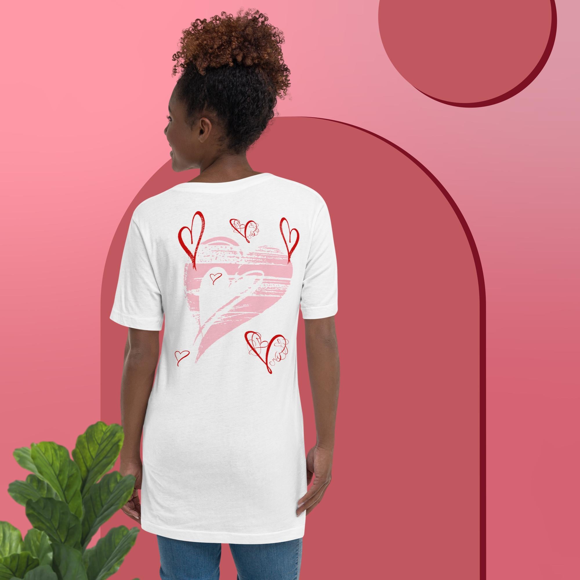 He Loves Me Heart & Cross - Unisex Short Sleeve V-Neck T-Shirt Bella 3005