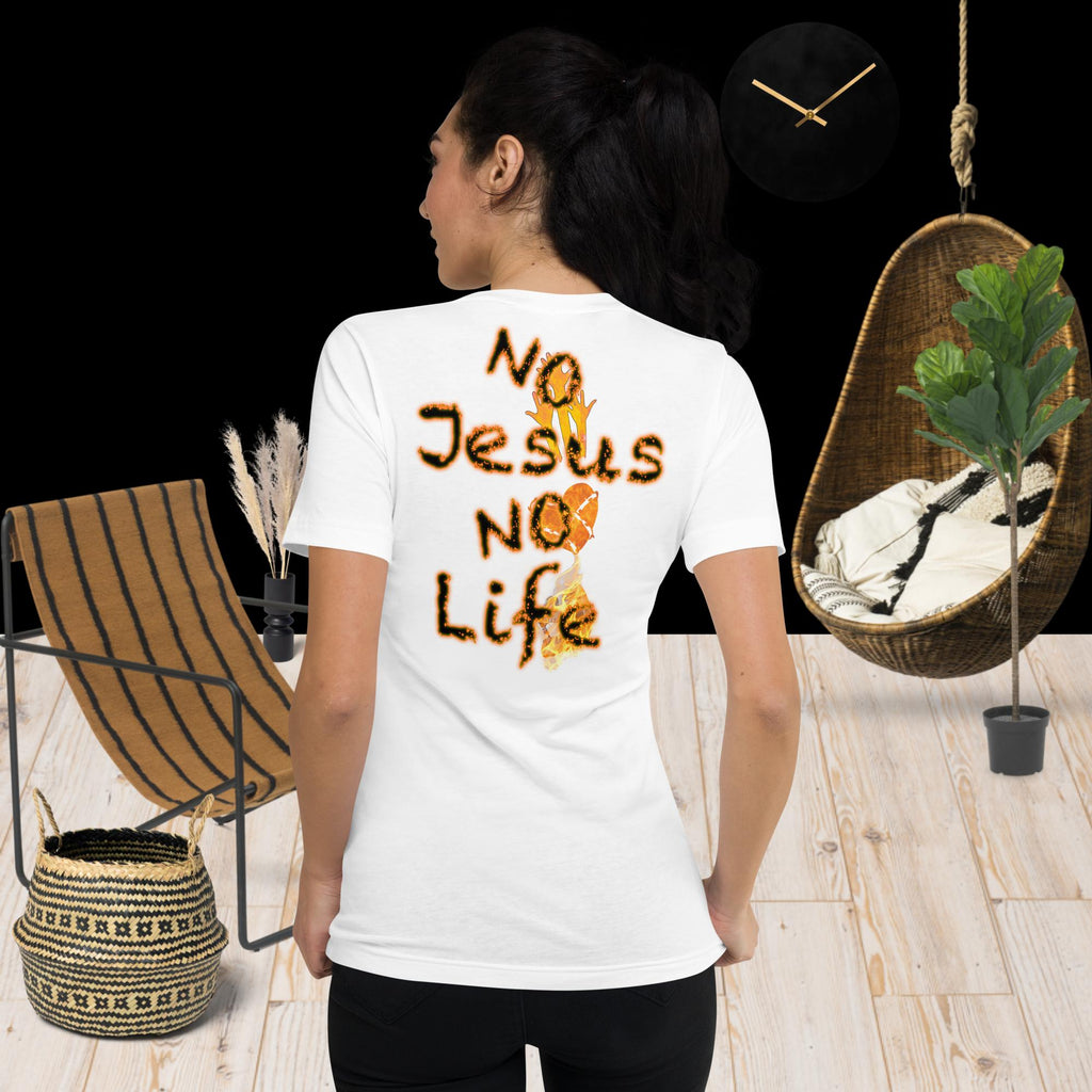 Know Jesus Know Life - No Jesus No Life - Unisex Short Sleeve V-Neck T-Shirt