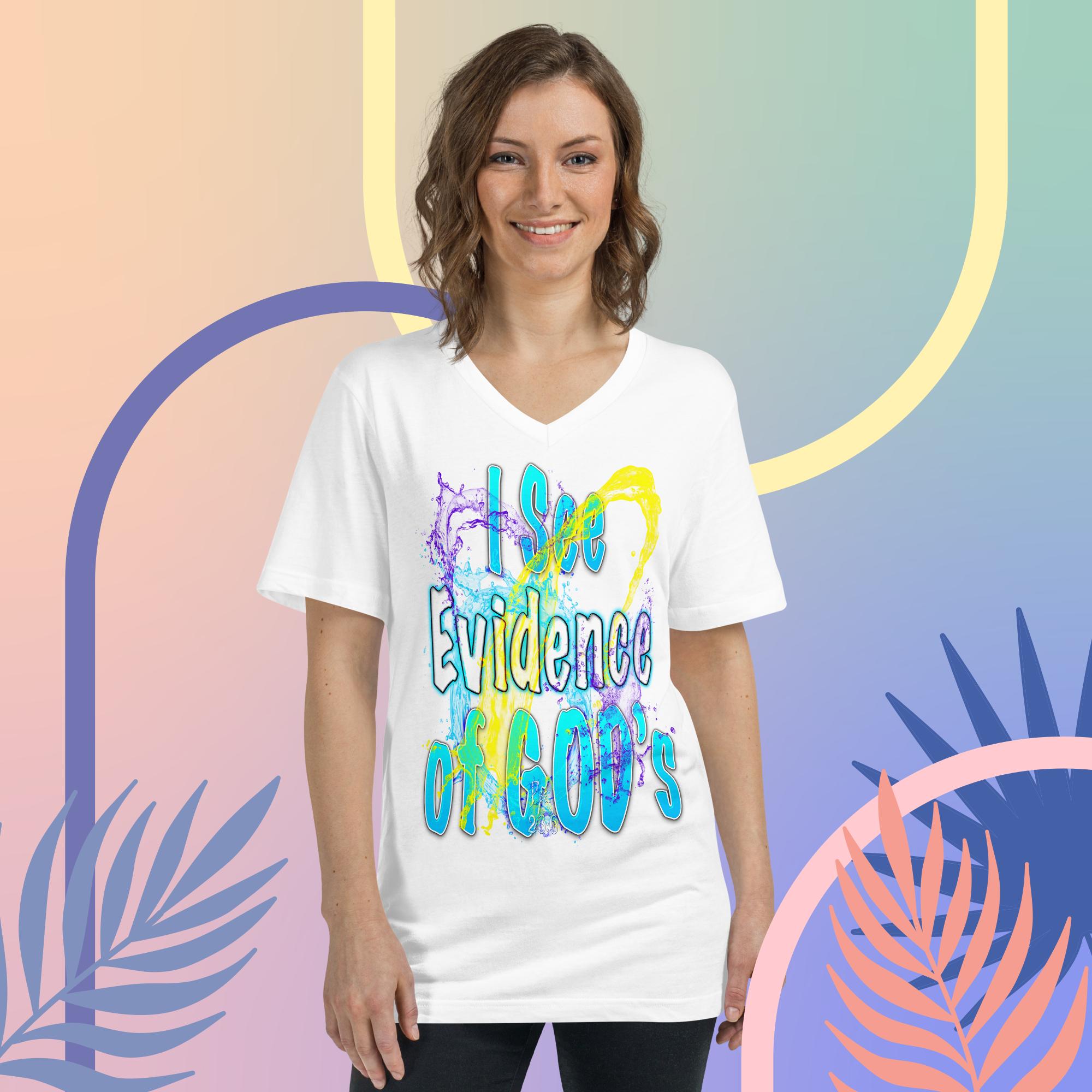 I See Evidence of God's Goodness Throughout My Life - Unisex Short Sleeve V-Neck T-Shirt