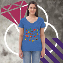 Load image into Gallery viewer, Living &amp; Walking in the Fruit of the Spirit - Women’s recycled v-neck t-shirt
