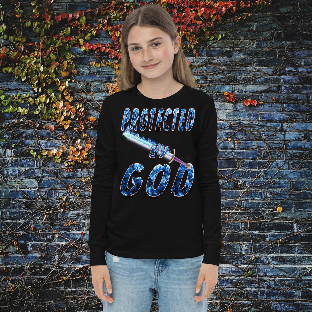 Protected By God Always - Youth long sleeve tee BELLA + CANVAS 3501Y