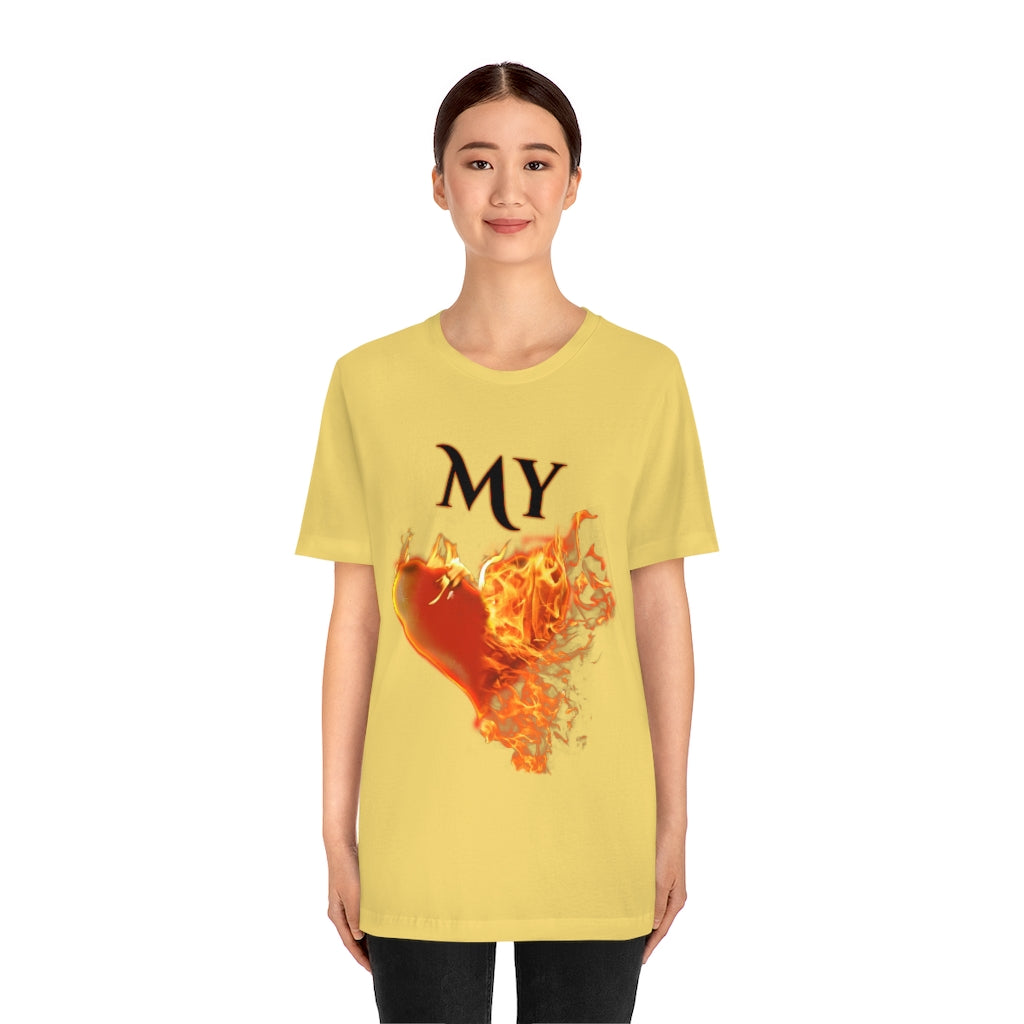 My Heart Burns for Jesus Unisex Jersey Short Sleeve Tee