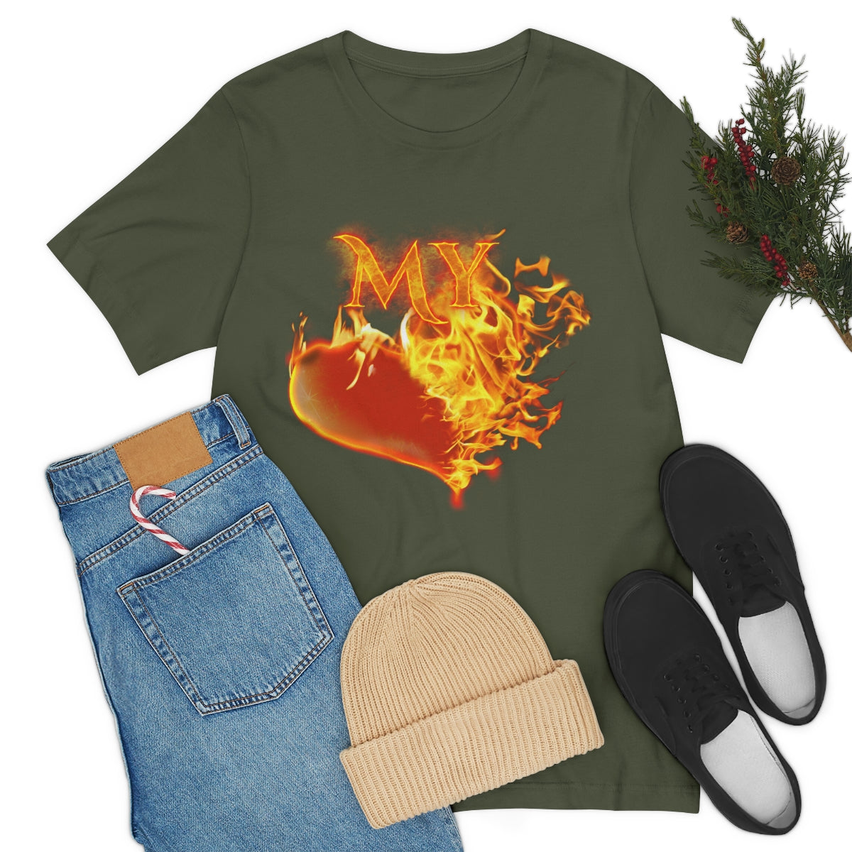 MY HEART BURNS FOR JESUS (Unisex Jersey Short Sleeve Tee)